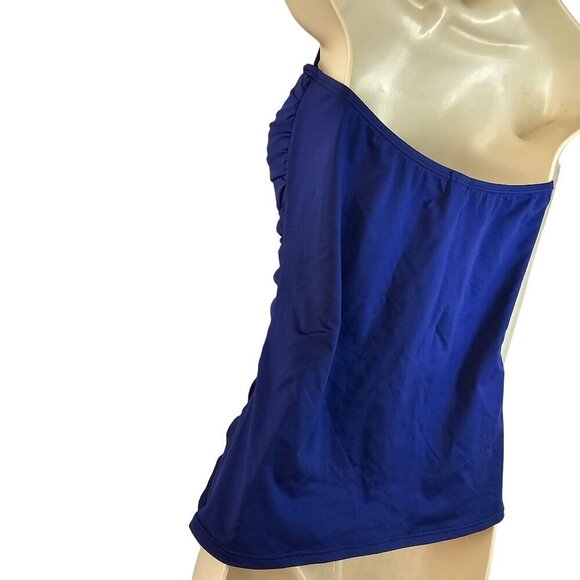 Tommy Bahama Ruched Halter Tankini Swimsuit Top SzM Royal Blue Built in Bra NEW - Picture 4 of 11
